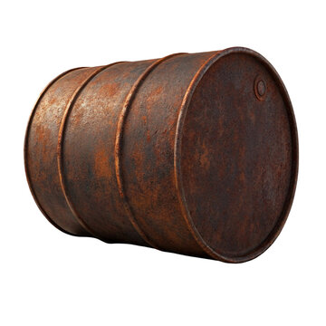 Old rusty metal barrel isolated on transparent background