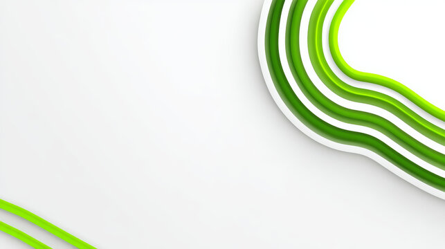 Green wavy lines on a white backdrop create a modern and elegant design.