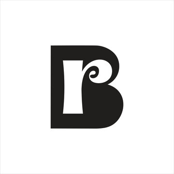 Letter BR logo design, lowercase R and negative space.