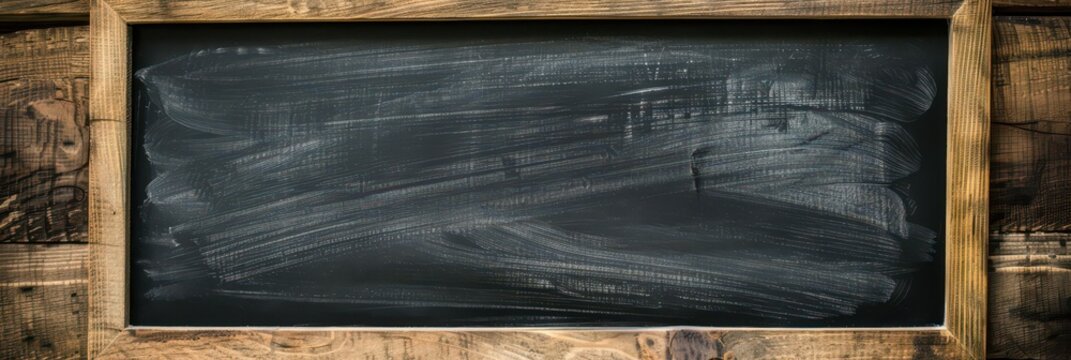 Rustic chalkboard mockup for back to school design and educational templates. Horizontal banner. Copy space. Free space for text. Template for school events