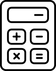 Poster - Simple black and white line art icon of a basic calculator with a display and buttons