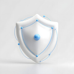 Wall Mural - cyber security safety shield in minimalistic style. 3d vector illustration. white background