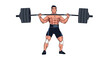 © Rizky - Illustrative depiction of a muscular man weightlifting with a barbell on a white background for strength training demonstration