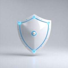 Wall Mural - cyber security safety shield in minimalistic style. 3d vector illustration. white background