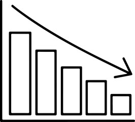 Poster - Simple hand drawn bar chart showing a downward trend with an arrow indicating decline