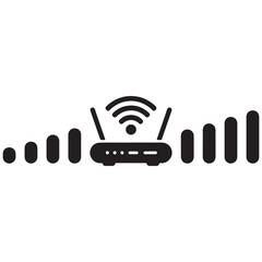 Poster - Wireless internet access point icon and signal symbol for mobile network technology communication