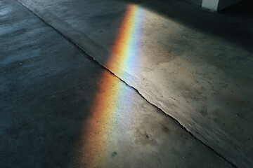 Fototapete - Rainbow Light on Gray Concrete Wall