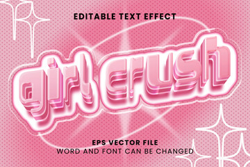 Poster - Girl crush pink retro y2k style 3d editable vector text effect
