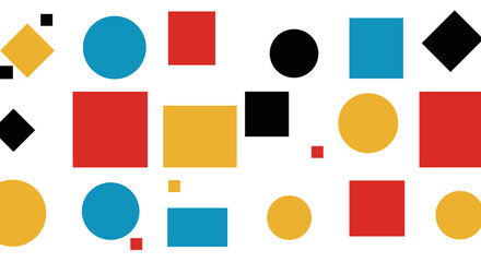 Poster - Colorful geometric shapes on white background in abstract style  