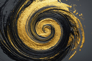 Poster - Abstract Gold And Black Spiral Texture Background