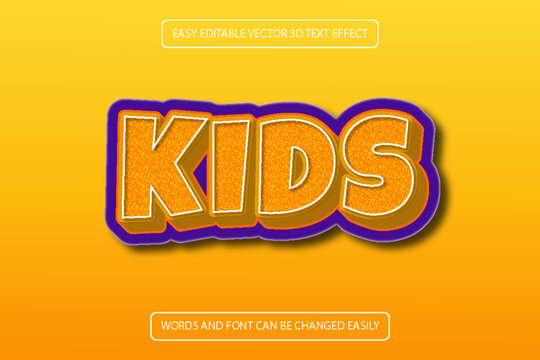 Editable 3D Text Effect Kids Orange Purple Design