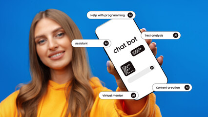 Poster - Chat bot assistant offers support for programming and content creation with AI technology