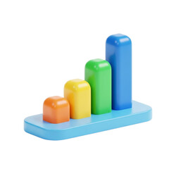 Fototapete - A colorful bar graph showing upward growth isolated on transparent background