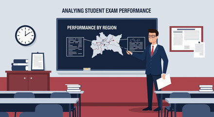 Poster - Analyzing Regional Academic Results Presented By Teacher In Classroom