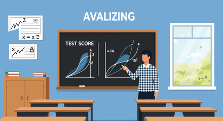 Poster - Teacher Explaining Test Scores In Classroom During Lesson