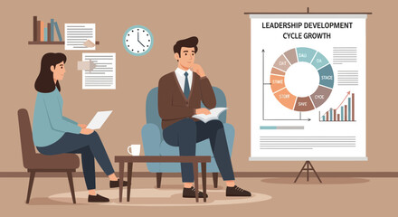 Poster - Business Presentation Of Leadership Development Cycle Growth Meeting Concept