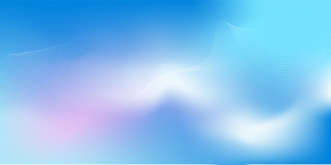 Poster - Abstract blue gradient background with shining lines waves. Minimalist background for banner, poster, cover, brochure, flyer, website