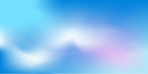 Poster - Abstract blue gradient background with shining lines waves. Minimalist background for banner, poster, cover, brochure, flyer, website