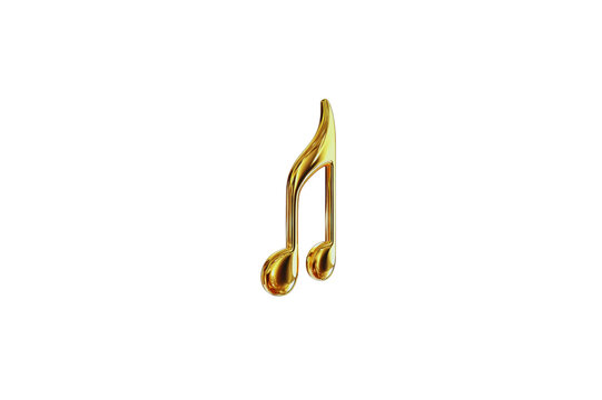 Isolated Shiny Golden Eighth Note On A Transparent Background Music Notation Symbol Is Rendered With A Metallic Texture