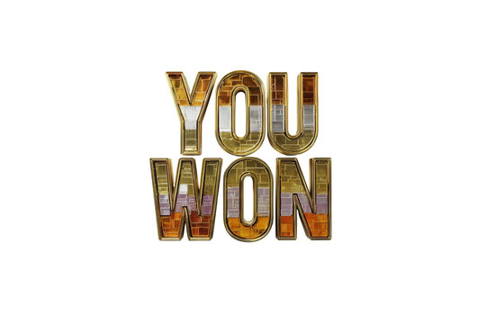Golden You Won Text With Colorful Filling On A Transparent Background Isolate