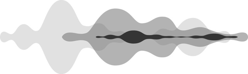 Poster - Sound wave vibrating in a modern, abstract design featuring black and gray colors, illustrating concepts of audio, music, voice, and sound dynamics