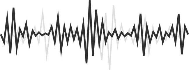 Poster - Fluctuating black and gray digital sound waves create an abstract audio waveform, representing music, voice, and various sounds in a modern and dynamic design