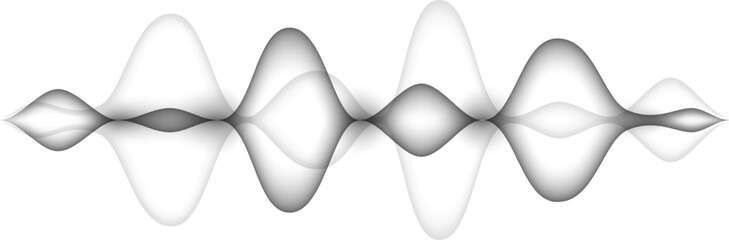 Poster - Smooth gray sound waves are creating a beautiful design on a clean white background, representing music, audio, voice and other related concepts
