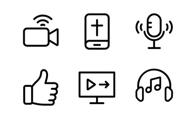 Poster - Minimalist media icons set for digital and social platforms