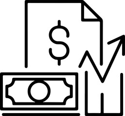 Poster - Financial growth and success represented by a dollar bill and upward trending graph icon