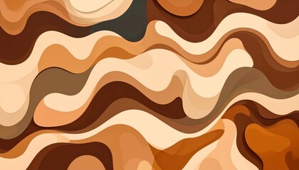 Poster - Abstract Composition Of Flowing Liquid Shapes In Earthy Tones With Organic Blob Forms And Textured Background