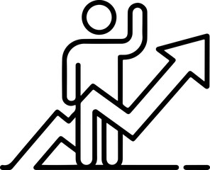 Poster - Stylized icon of a person standing on an upward trending graph with one arm raised