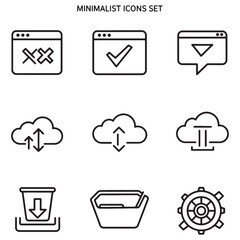 Aufkleber - Collection of minimalist icons depicting cloud services communication and workflow elements