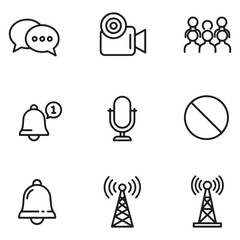 Poster - Collection of minimalist vector line icons representing communication and notification symbols