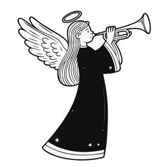 Fototapete - Angel playing trumpet vector illustration - christmas holiday graphic