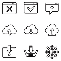 Aufkleber - Collection of minimalistic line art interface and cloud computing icons for web design