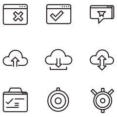 Fototapete - Collection of simple and minimalist black and white vector icons for web and app design