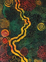 Poster - The image showcases an abstract, psychedelic design with intricate patterns and bold shapes