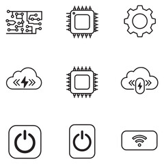 Aufkleber - Set of modern technology and computing icons in black and white for design