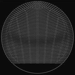 Poster - A black and white spiral pattern represents the solar system through concentric circles with radiating lines. The intricate design creates a mesmerizing visual effect.