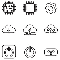 Aufkleber - Set of modern technology icons featuring processor cloud computing gear power and wireless