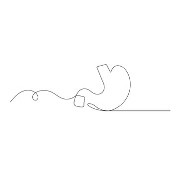 Stomach  icon   continuous one line drawing of outline vector illustration