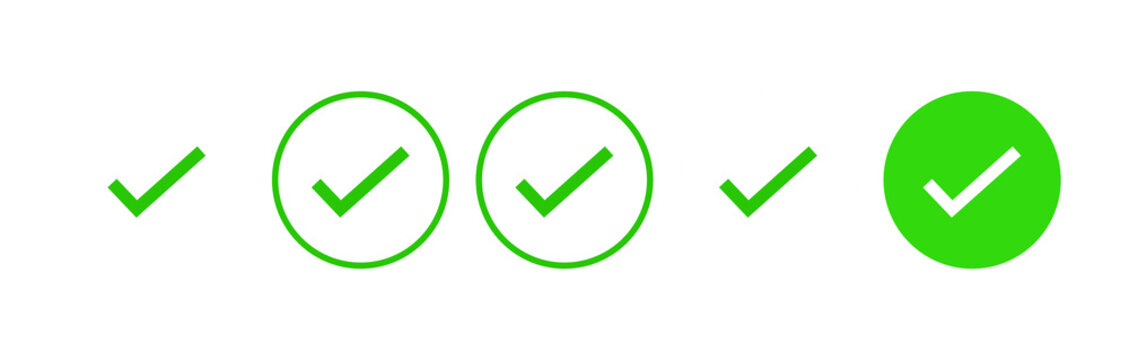 A collection of green check mark icons with a transparent background