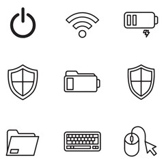 Aufkleber - Simple line art icon set depicting technology elements and computer related symbols