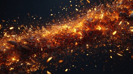 Aufkleber - A mesmerizing display of glowing embers and sparks creating a fiery visual stream.