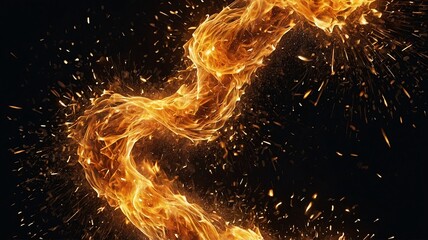 Aufkleber - A mesmerizing swirl of flames dances against a dark background, creating an intense and dynamic visual effect.