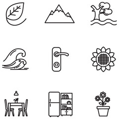 Poster - Simple minimalist icon set featuring nature elements interior objects and floral designs