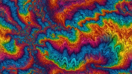 Aufkleber - A vibrant abstract pattern showcasing swirling waves of color in bright hues of blue, orange, and purple.