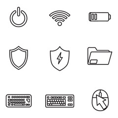 Fototapete - Simple set of nine outline icons representing modern computer and technology elements
