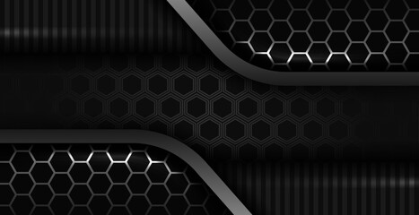 Poster - abstract geometric black design hexagon pattern style background