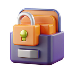 Poster - 3d render of colorful padlock on box representing security privacy and data protection against cyber threats